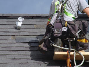 San Anselmo home undergoing roofing repair to fix a leaky roof.