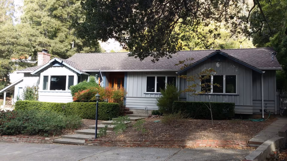 Completed Owens Corning Woodmoor roof replacement on Dominican Drive in San Rafael, CA